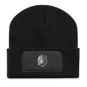 Organic Line Art Blue Accent - Recycled Patch Beanie - black - Front