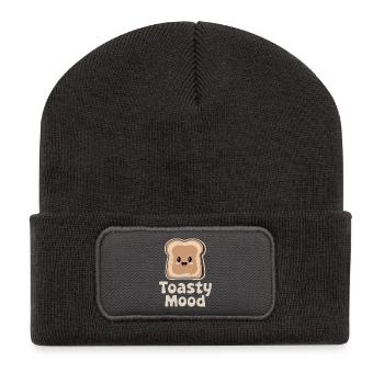 Toasty Mood – Toast Maskottchen - Recycelte Patch Beanie - Dunkelgrau - Vorne