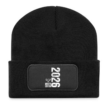 Tennis Meister Edition 2026 in weiß - Recycelte Patch Beanie - Schwarz - Vorne