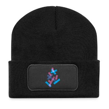 Muster - Modern & Bunt - Recycelte Patch Beanie - Schwarz - Vorne