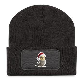 Happy calopsitte fête avec nous - Beanie recyclé à patch - charbon - Devant