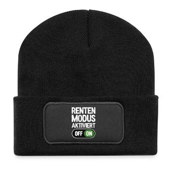 Rentenmodus aktiviert - Recycelte Patch Beanie - Schwarz - Vorne