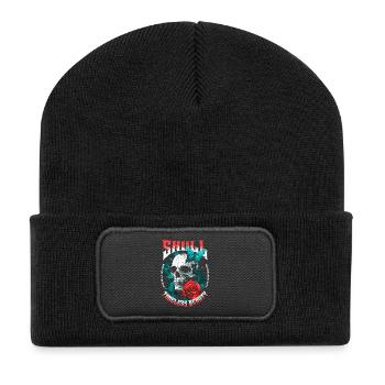 Skull Skull Rose Flower Butterfly - Recycled Patch Beanie - black - Front