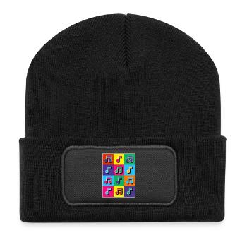Pop Art Music Notes Mosaic - Recycled Patch Beanie - black - Front