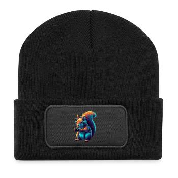 Jeux vidéo d’animaux avec des jeux d’écureuils drôles - Beanie recyclé à patch - noir - Devant