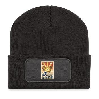 Natural 20 D20 Dragon Wave Japan Fantasy - Recycled Patch Beanie - dark grey - Front