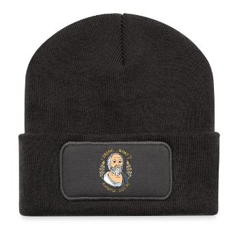 Funny Socrates I Drank What Philosophy Graphic - Recycled Patch Beanie - dark grey - Front