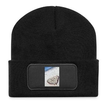 Cœur de coquillages sur la plage - Beanie recyclé à patch - noir - Devant