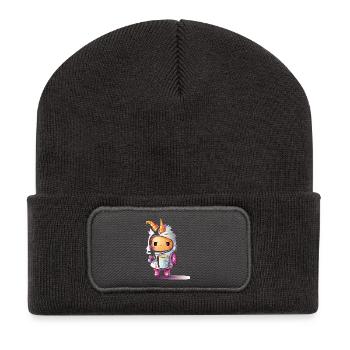 Pastell Unicorn Hoodie - Recycelte Patch Beanie - Dunkelgrau - Vorne