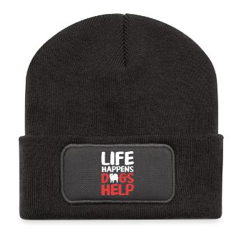 Therapie Therapeut Hund Therapiehund Hundetrainer - Recycelte Patch Beanie - Dunkelgrau - Vorne