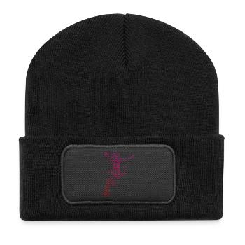 Kurz und klar Handball fuer Frauen - Recycelte Patch Beanie - Schwarz - Vorne