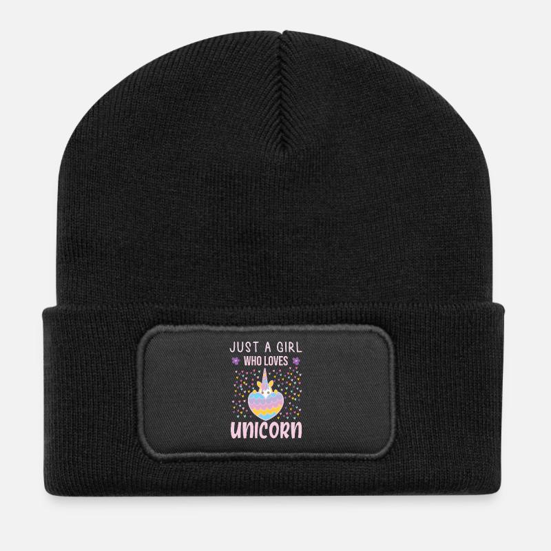 Just a girl who loves unicorn - Recycled Patch Beanie - black