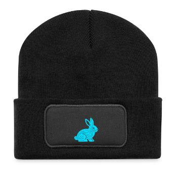 Cyber Rabbit Circuit Board Tech Vector - Recycled Patch Beanie - black - Front