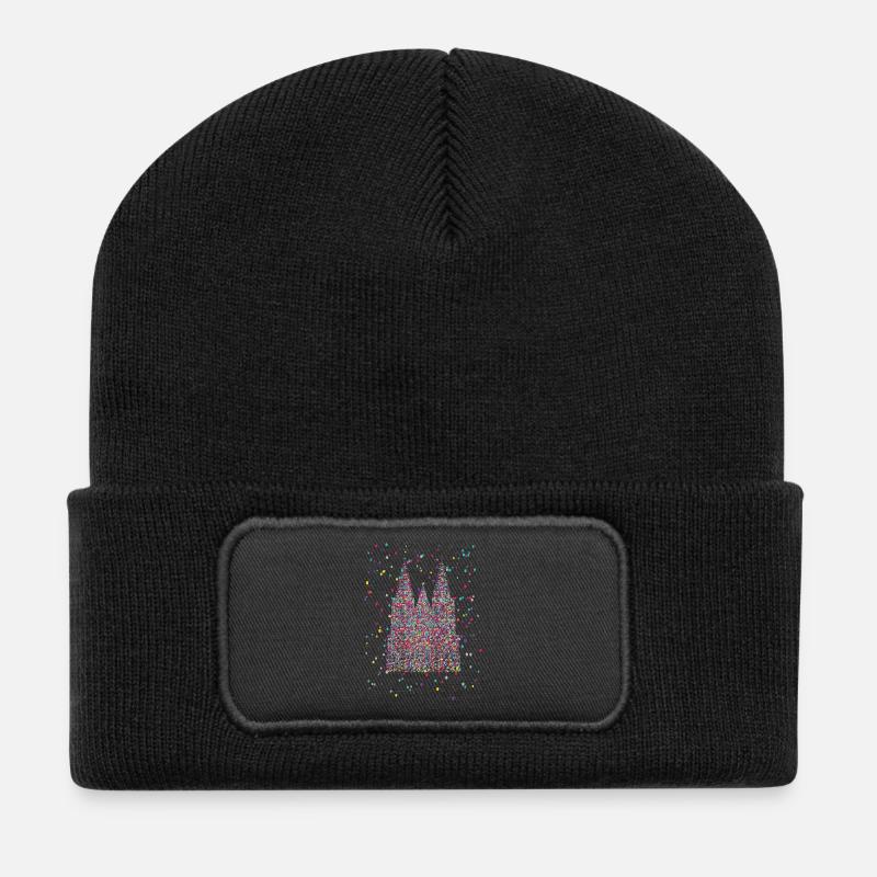 Kölner Dom Fasching Karneval Konfetti Kostüm  - Recycelte Patch Beanie - Schwarz
