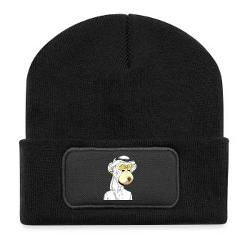 Ape with gold glasses - Recycled Patch Beanie - black - Front