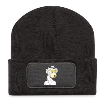 Ape mit Goldbrille - Recycelte Patch Beanie - Dunkelgrau - Vorne