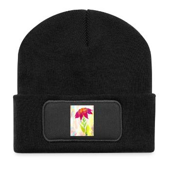 Une fleur - Beanie recyclé à patch - noir - Devant