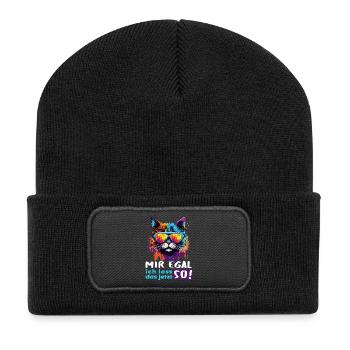 Mir egal! Ich lass das jetzt so!  - Recycelte Patch Beanie - Schwarz - Vorne