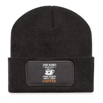 Café Espresso Caféine Barista - Beanie recyclé à patch - charbon - Devant