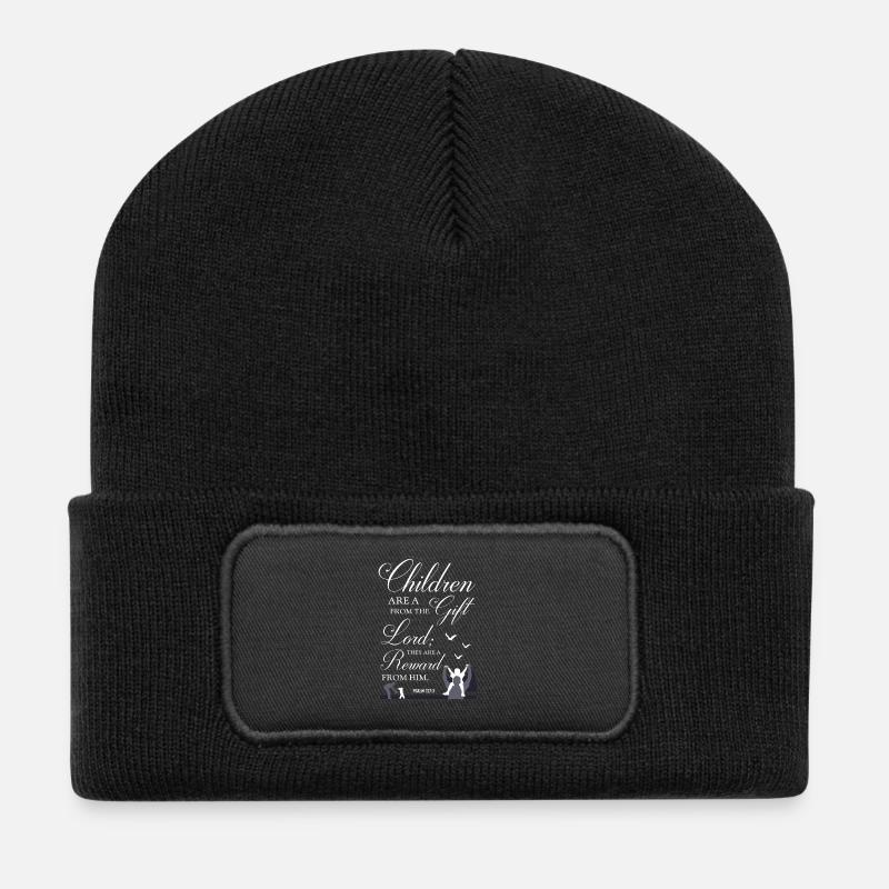 Children Are A Gift Bible Verse - Recycled Patch Beanie - black