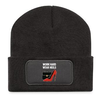 Business Babe : Talons à la Travail Dur - Beanie recyclé à patch - charbon - Devant
