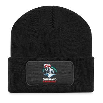 Grönland Bär Flagge Nicht Zu Verkaufen  - Recycelte Patch Beanie - Schwarz - Vorne