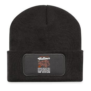 Oldtimer 1976 Retro Auto Illustration 50. - Recycelte Patch Beanie - Dunkelgrau - Vorne
