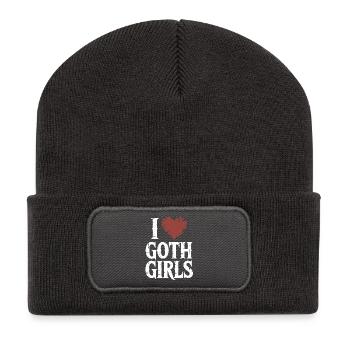 J’aime les filles gothiques - Beanie recyclé à patch - charbon - Devant