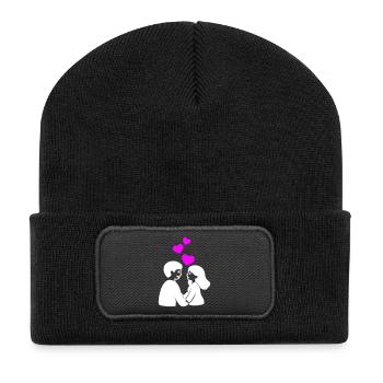 Verliebt Paar Herz - Recycelte Patch Beanie - Schwarz - Vorne