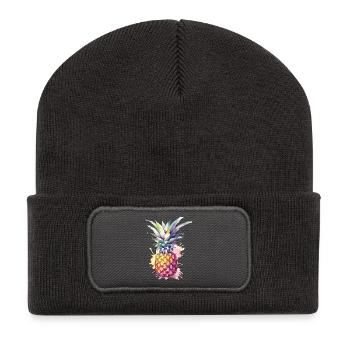 Aquarelle à l’ananas - Beanie recyclé à patch - charbon - Devant