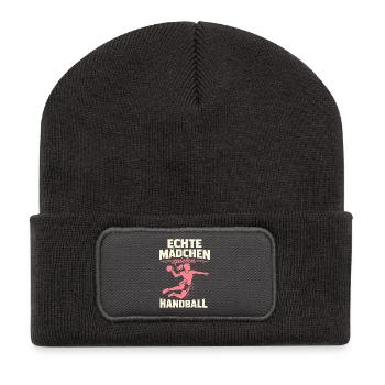 handball mädchen verein team spielerin - Recycelte Patch Beanie - Dunkelgrau - Vorne