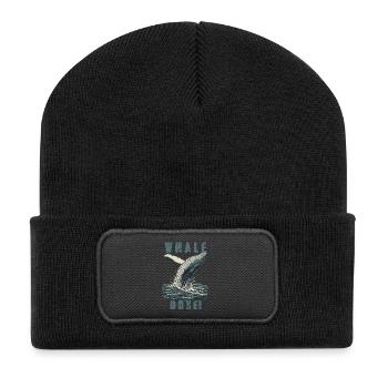 Vintage Whale Done Whale Humor - Recycelte Patch Beanie - Schwarz - Vorne