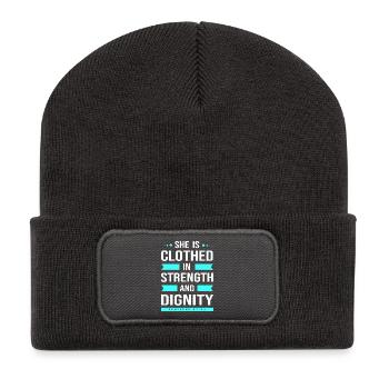 Bibelvers Kapitel 31 Bibel Spruch Jesus Christ - Recycelte Patch Beanie - Dunkelgrau - Vorne