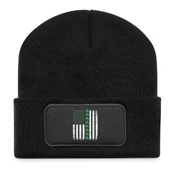 Drapeau américain américain avec trèfles pour Saint Patrick - Beanie recyclé à patch - noir - Devant