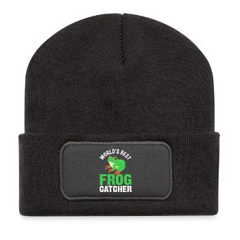 Laubfrosch Frosch - Recycelte Patch Beanie - Dunkelgrau - Vorne