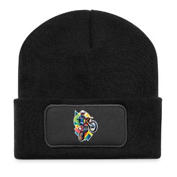 Motocross biker motorcycle cross trial enduro freestyle - Recycled Patch Beanie - black - Front