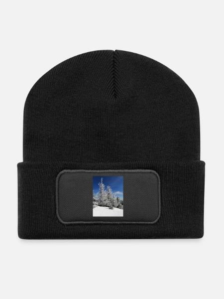 Winterwald Schneezauber - Recycelte Patch Beanie - Schwarz