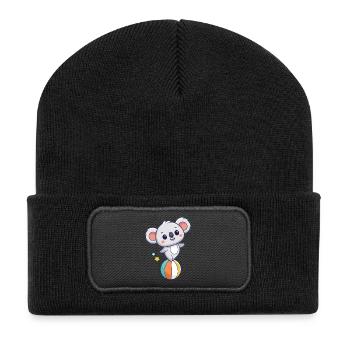 Koala kawaii sur Ballon et Étoiles - Beanie recyclé à patch - noir - Devant
