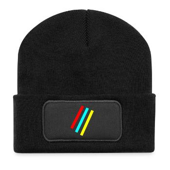 Streifen - Vektor - Recycelte Patch Beanie - Schwarz - Vorne
