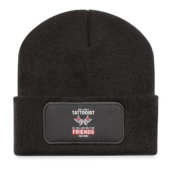 Humor Tattoo Artist Tattooed Not Friends - Recycled Patch Beanie - dark grey - Front