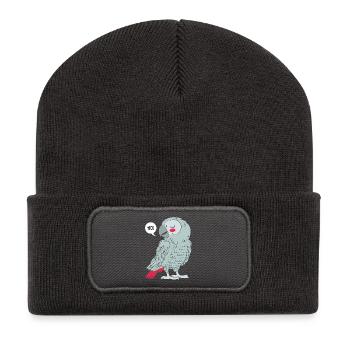 Papagei Grau Graupapagei - Recycelte Patch Beanie - Dunkelgrau - Vorne