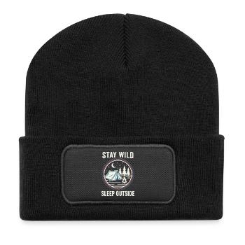 Stay Wild Schlaf Draußen - Recycelte Patch Beanie - Schwarz - Vorne