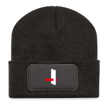 Contraste géométrique Rouge Noir Blanc - Beanie recyclé à patch - charbon - Devant