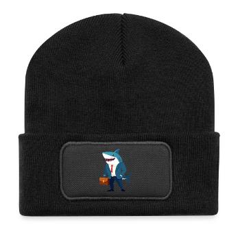 Business Shark in Suit Financial Shark Manager Motif - Recycled Patch Beanie - black - Front