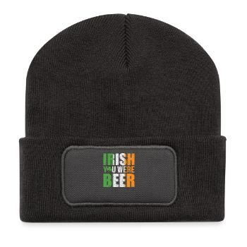 Irish You Were Beer St. Patrick´s Day Design - Recycelte Patch Beanie - Dunkelgrau - Vorne