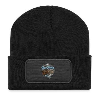 Camping Pêche Geht Angeln für einen Tag - Recycelte Patch Beanie - Schwarz - Vorne