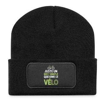 Simple guy loves cycling and aperitif humor man bike - Recycled Patch Beanie - black - Front