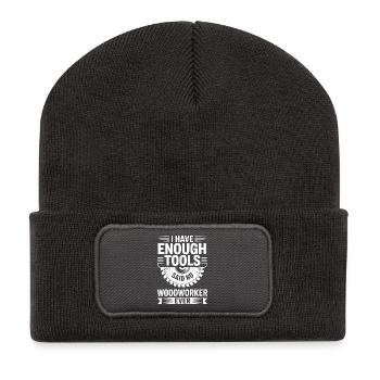 Nie genug Werkzeuge Holzarbeiter-Witz - Recycelte Patch Beanie - Dunkelgrau - Vorne