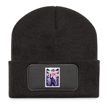 Überwachung Freiheit Freidenker Freigeist - Recycelte Patch Beanie - Dunkelgrau - Vorne