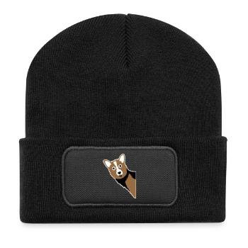 Corgi-Kuckuck – Perfekte für jeden Hundebesitzer - Recycelte Patch Beanie - Schwarz - Vorne